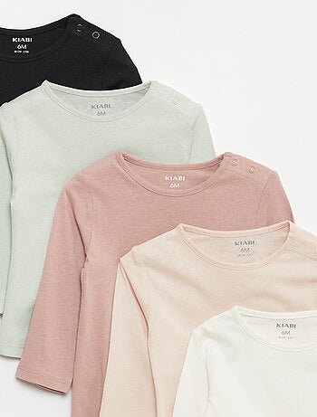 Lot de 5 t-shirts unis à manches longues