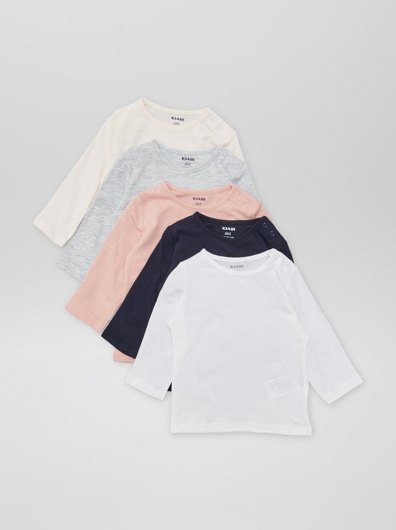 Lot de 5 t-shirts unis Gris - Kiabi