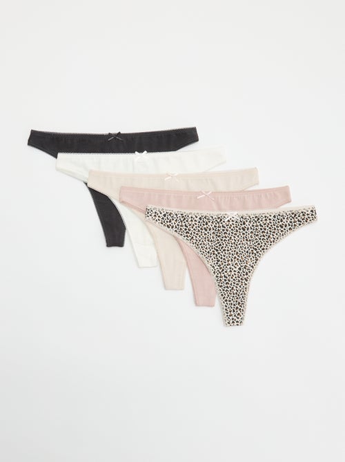 Lot de 5 tangas en coton - Kiabi Lot de 5 tangas en coton - Kiabi