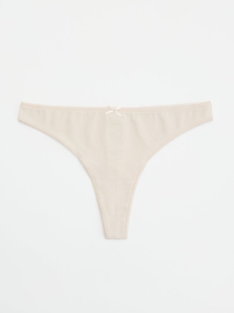 Lot de 5 tangas en coton Beige - Kiabi