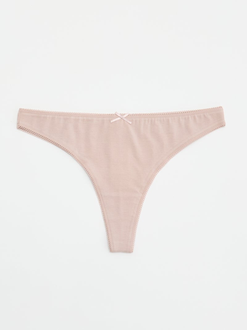 Lot de 5 tangas en coton Beige - Kiabi