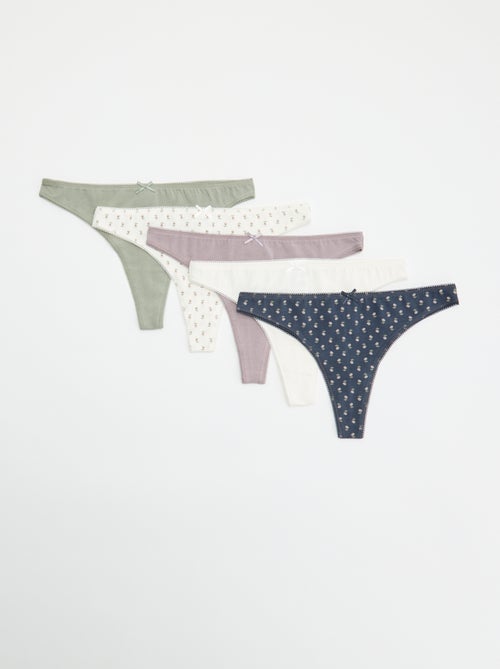 Lot de 5 tangas en coton - Kiabi Lot de 5 tangas en coton - Kiabi