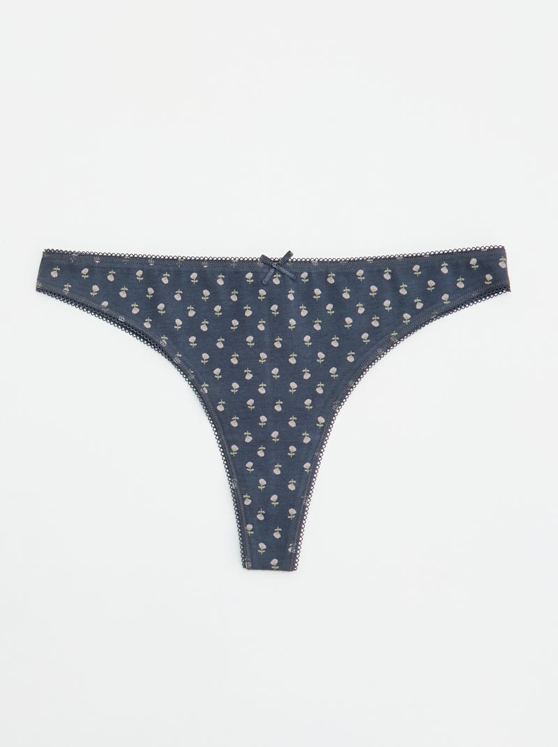 Lot de 5 tangas en coton Bleu - Kiabi