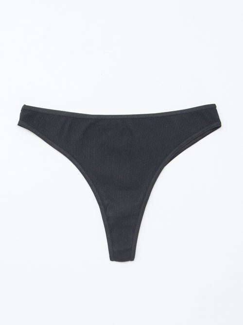 Lot de 5 tangas en maille côtelée - Kiabi