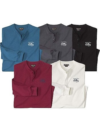 Lot de 5 tee-shirts col tunisien - atlas for men
