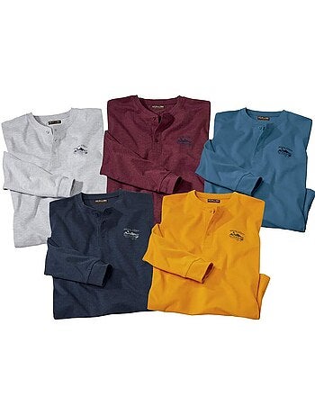Lot de 5 tee-shirts col tunisien - atlas for men