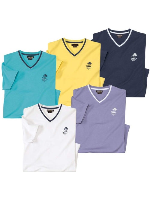 Lot de 5 tee-shirts unis col v   - atlas for men - Kiabi