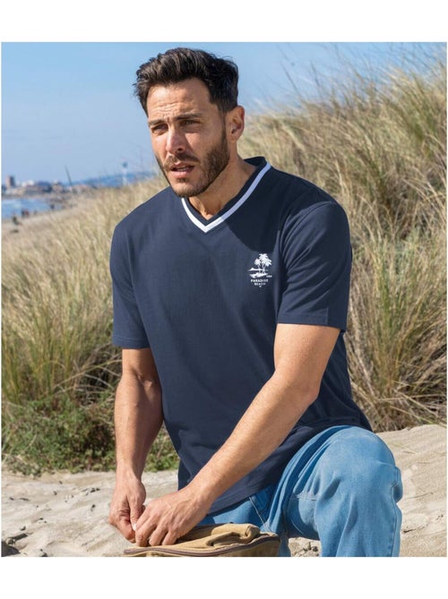 Lot de 5 tee-shirts unis col v   - atlas for men - Kiabi