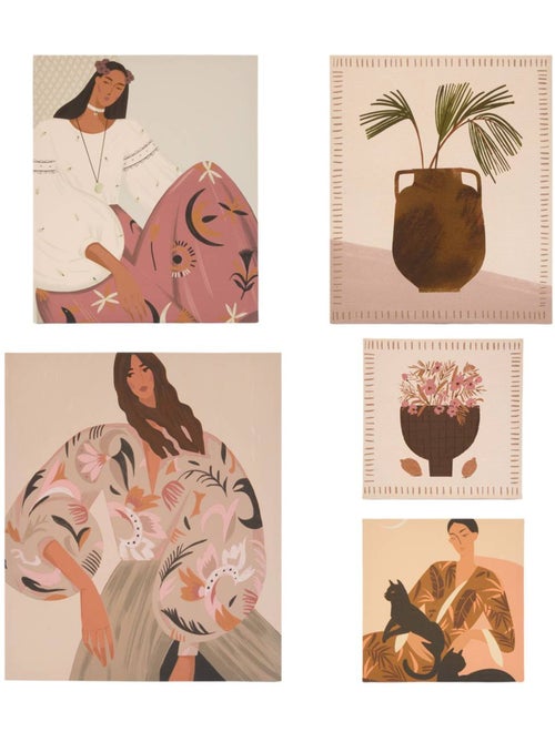 Lot de 5 toiles imprimées CYNTHIA - Kiabi