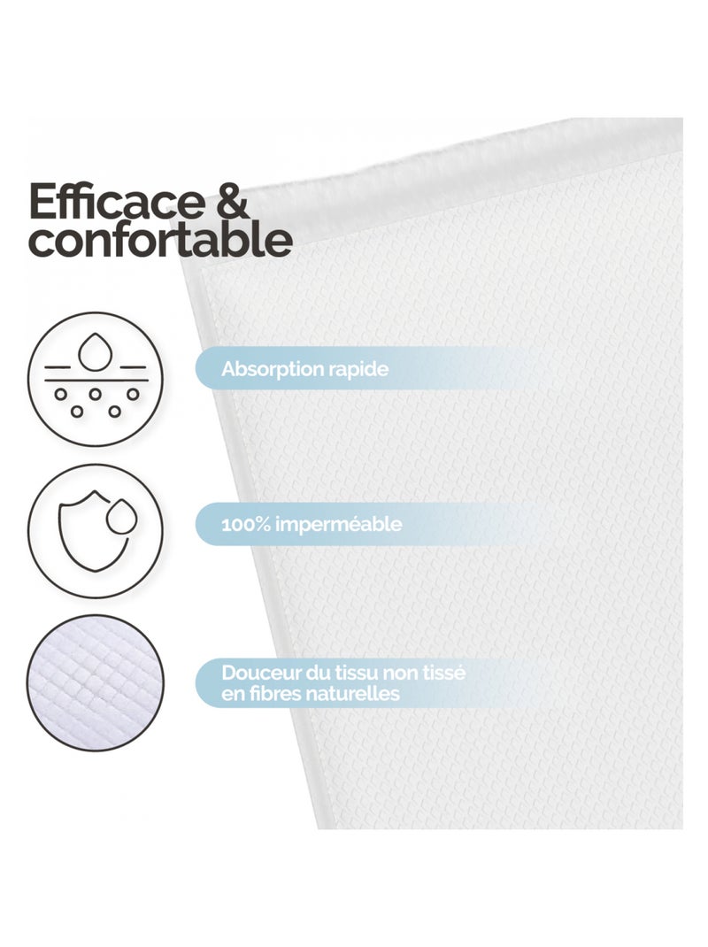 Lot de 50 alèses pour bébé jetables, imperméables - Monsieur Bébé Blanc Blanc - Kiabi