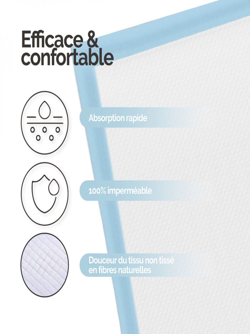 Lot de 50 alèses pour bébé jetables, imperméables - Monsieur Bébé Bleu - Kiabi