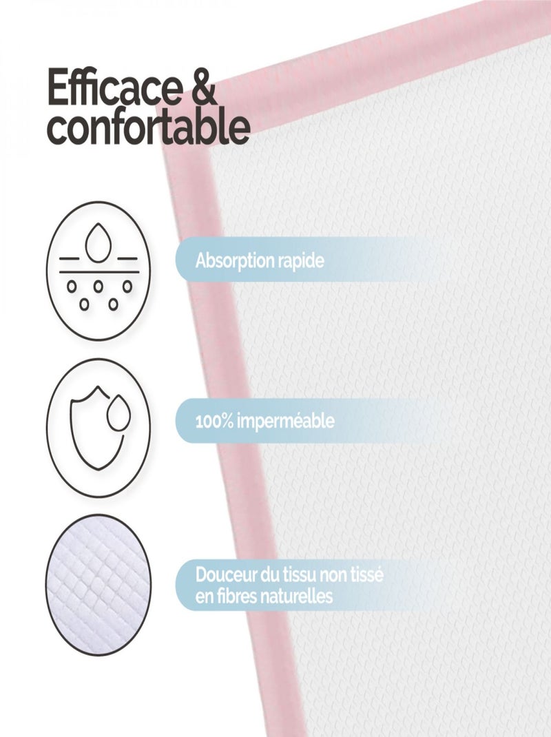 Lot de 50 alèses pour bébé jetables, imperméables - Monsieur Bébé Rose - Kiabi
