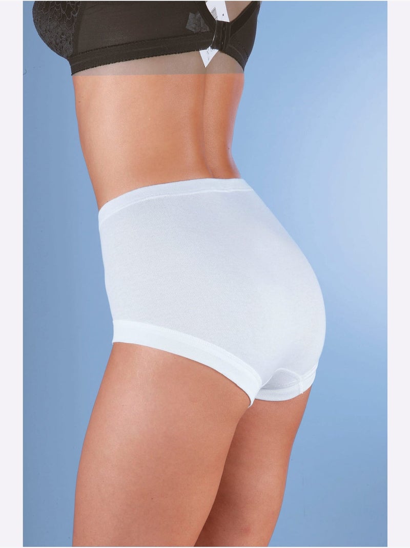Lot de 6  - Slip Taille Haute Côtes Fines - Taille Standard - Witt Blanc - Kiabi