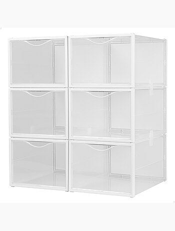 Lot de 6 boîtes à chaussures transparentes, empilables et anti-basculement max home ap. T.46 avant