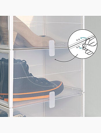 Lot de 6 boîtes à chaussures transparentes, empilables et anti-basculement max home ap. T.46 avant