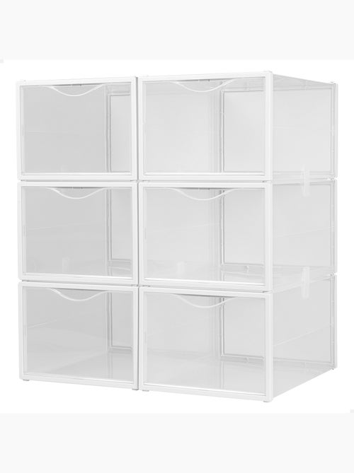 Lot de 6 boîtes à chaussures transparentes, empilables et anti-basculement max home ap. T.46 avant - Kiabi