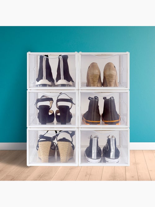 Lot de 6 boîtes à chaussures transparentes, empilables et anti-basculement max home ap. T.46 avant - Kiabi