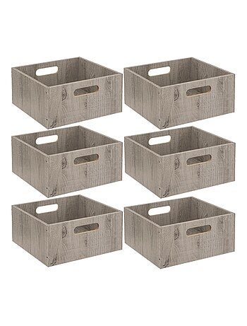 Lot de 6 Boîtes de rangement carrée en MDF