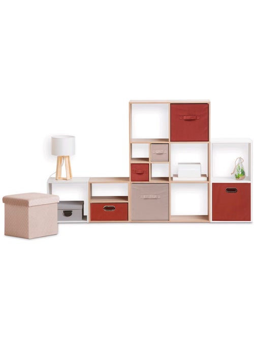 Lot de 6 boites de rangement carrées en tissu MIX'N MODUL - Kiabi