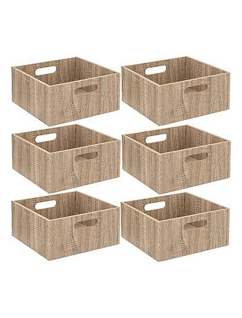 Lot de 6 boîtes de rangement carrées petite hauteur MIX'N MODUL