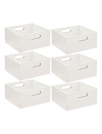 Lot de 6 boîtes de rangement carrées petite hauteur MIX'N MODUL
