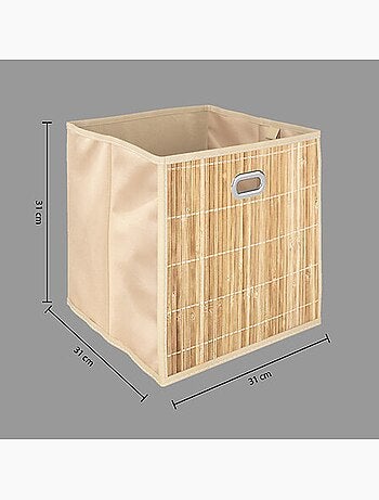 Lot de 6 boîtes de rangement cube en bambou et tissu MIX'N MODUL