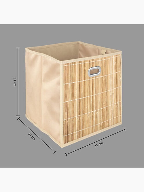 Lot de 6 boîtes de rangement cube en bambou et tissu MIX'N MODUL - Kiabi