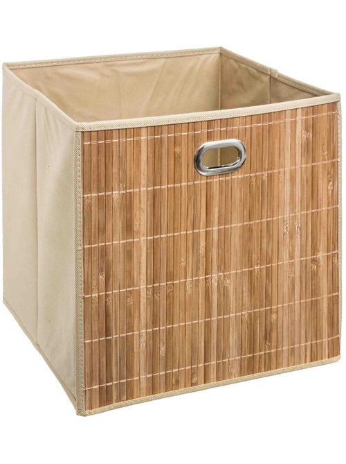 Lot de 6 boîtes de rangement cube en bambou et tissu MIX'N MODUL - Kiabi