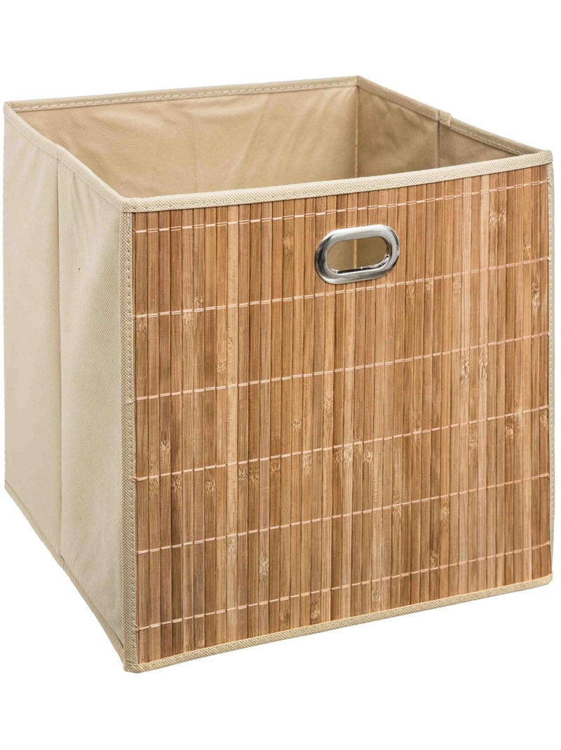 Lot de 6 boîtes de rangement cube en bambou et tissu MIX'N MODUL Beige - Kiabi