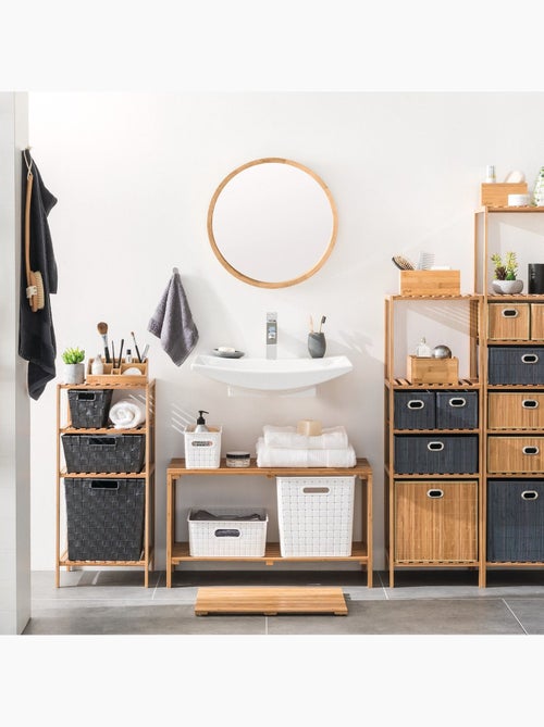 Lot de 6 boîtes de rangement cube en bambou et tissu MIX'N MODUL - Kiabi