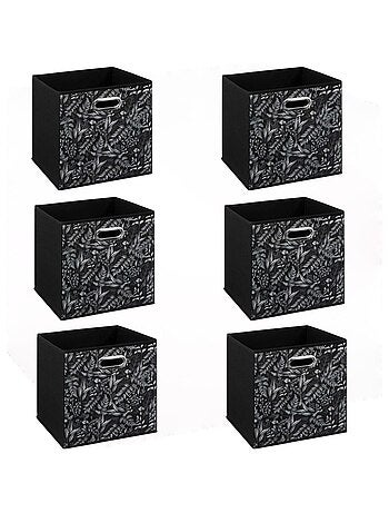 Lot de 6 boites de rangement cube en tissu à motif botanique MIX'N MODUL