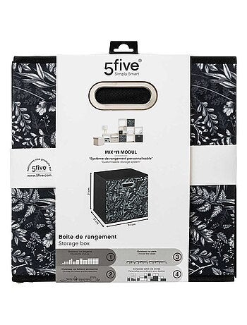 Lot de 6 boites de rangement cube en tissu à motif botanique MIX'N MODUL