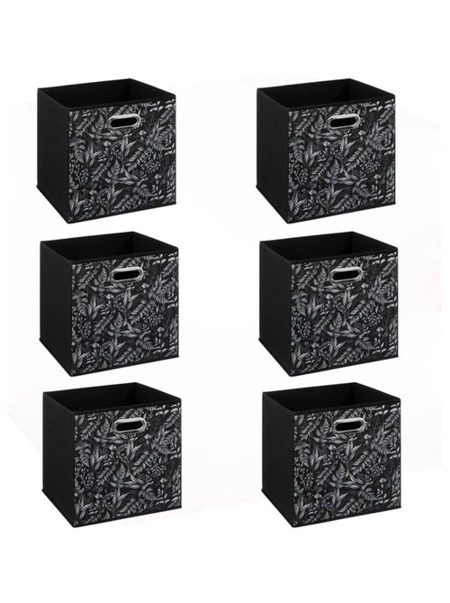 Lot de 6 boites de rangement cube en tissu à motif botanique MIX'N MODUL - Kiabi