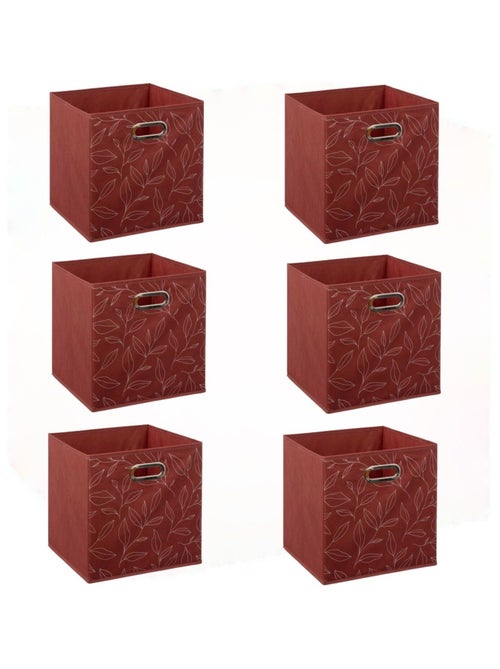 Lot de 6 boites de rangement cube en tissu à motif feuillage MIX'N MODUL - Kiabi