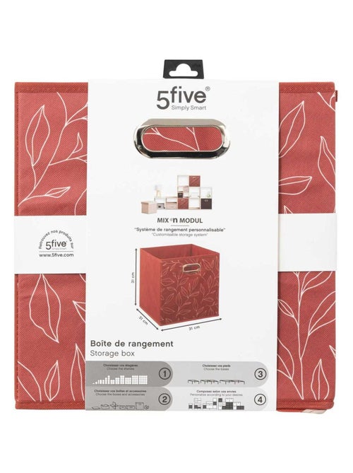 Lot de 6 boites de rangement cube en tissu à motif feuillage MIX'N MODUL - Kiabi