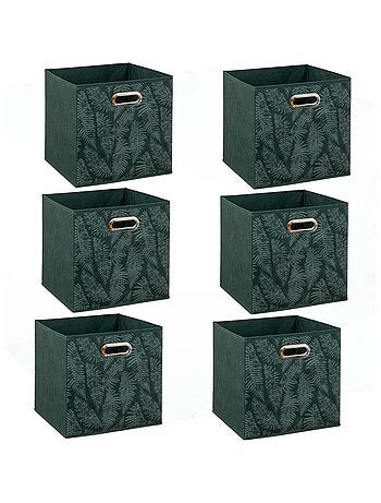 Lot de 6 boites de rangement cube en tissu à motif fougère MIX'N MODUL