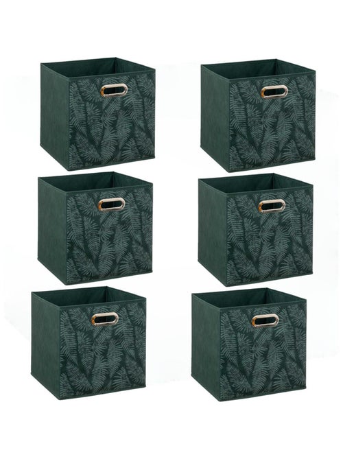 Lot de 6 boites de rangement cube en tissu à motif fougère MIX'N MODUL - Kiabi