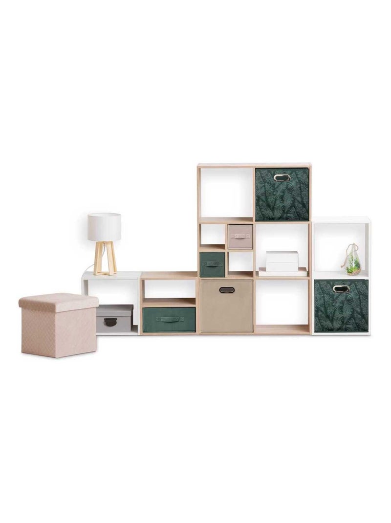 Lot de 6 boites de rangement cube en tissu à motif fougère MIX'N MODUL Vert - Kiabi