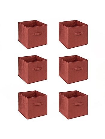 Lot de 6 boites de rangement cube en velours MIX'N MODUL