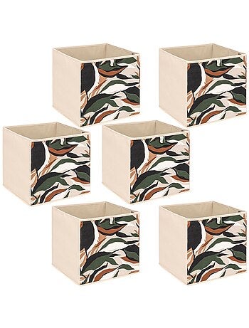 Lot de 6 boites de rangement cubes à motif nature MIX'N MODUL