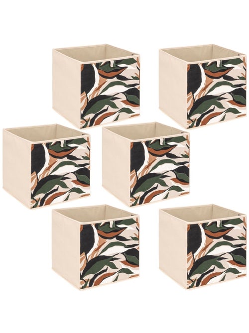 Lot de 6 boites de rangement cubes à motif nature MIX'N MODUL - Kiabi