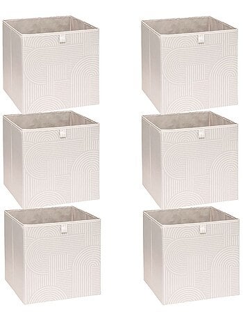 Lot de 6 boîtes de rangement cubes à motifs arches MIX'N MODUL