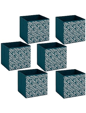 Lot de 6 boites de rangement cubes à motifs olivier MIX'N MODUL