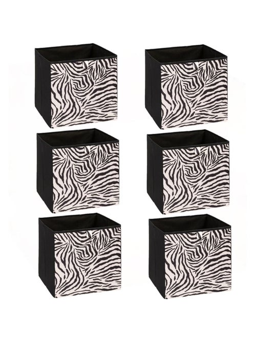 Lot de 6 boîtes de rangement cubes à motifs zèbre MIX'N MODUL - Kiabi