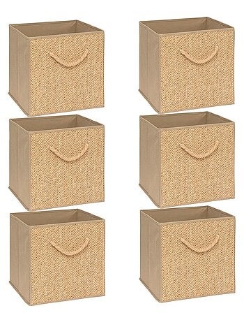 Lot de 6 boîtes de rangement cubes effet rotin MIX'N MODUL