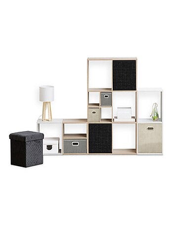 Lot de 6 boites de rangement cubes en tweed MIX'N MODUL