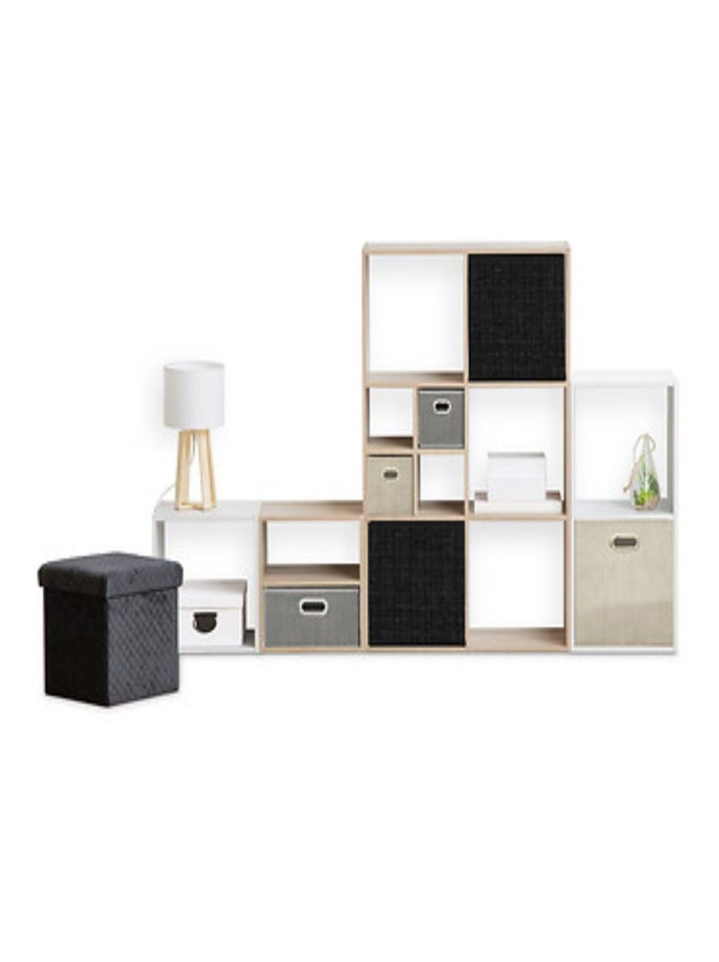 Lot de 6 boites de rangement cubes en tweed MIX'N MODUL Noir - Kiabi