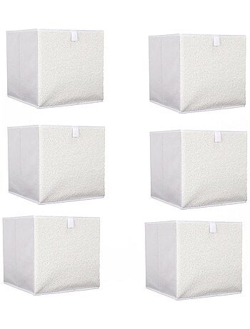 Lot de 6 boites de rangement cubes pliants en bouclette