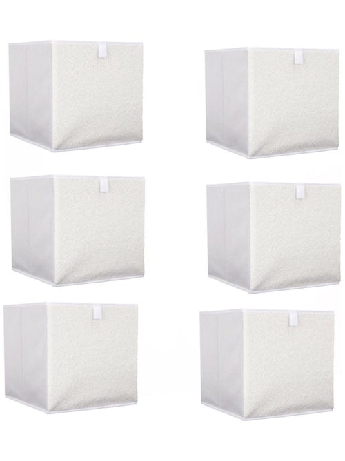 Lot de 6 boites de rangement cubes pliants en bouclette - Kiabi