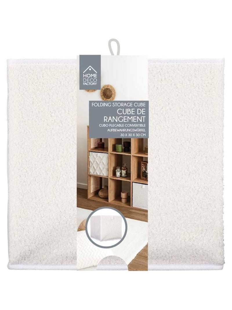 Lot de 6 boites de rangement cubes pliants en bouclette Beige - Kiabi